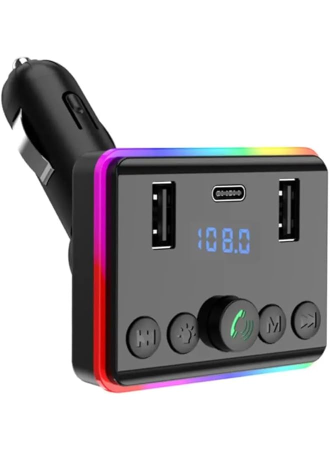 LDNIO Mp3 Player Car Bluetooth 5.0 Fm Transmitter Pd Type-C Dual Usb 3.1A Fast Charger Colorful Ambient Light Manual - Image 1