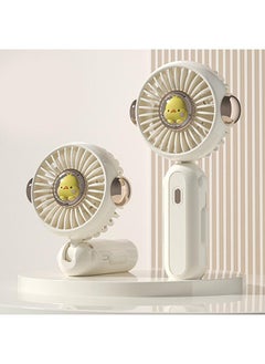 Thoraya Handheld Fan Mini Foldable Portable Cartoon Design USB Rechargeable Pocket Small Fan for Outdoor Travel Office White  - Image 5