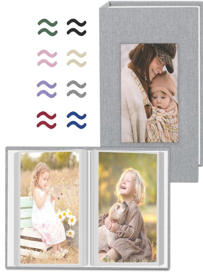 Popotop 2 Pack Photo Album 4x6 Pictures, Small Linen Slip-in Photo Albums Book for 80 Photos with 40 Pockets, Birthday Gifts for Women Mom Family Baby - Image 1