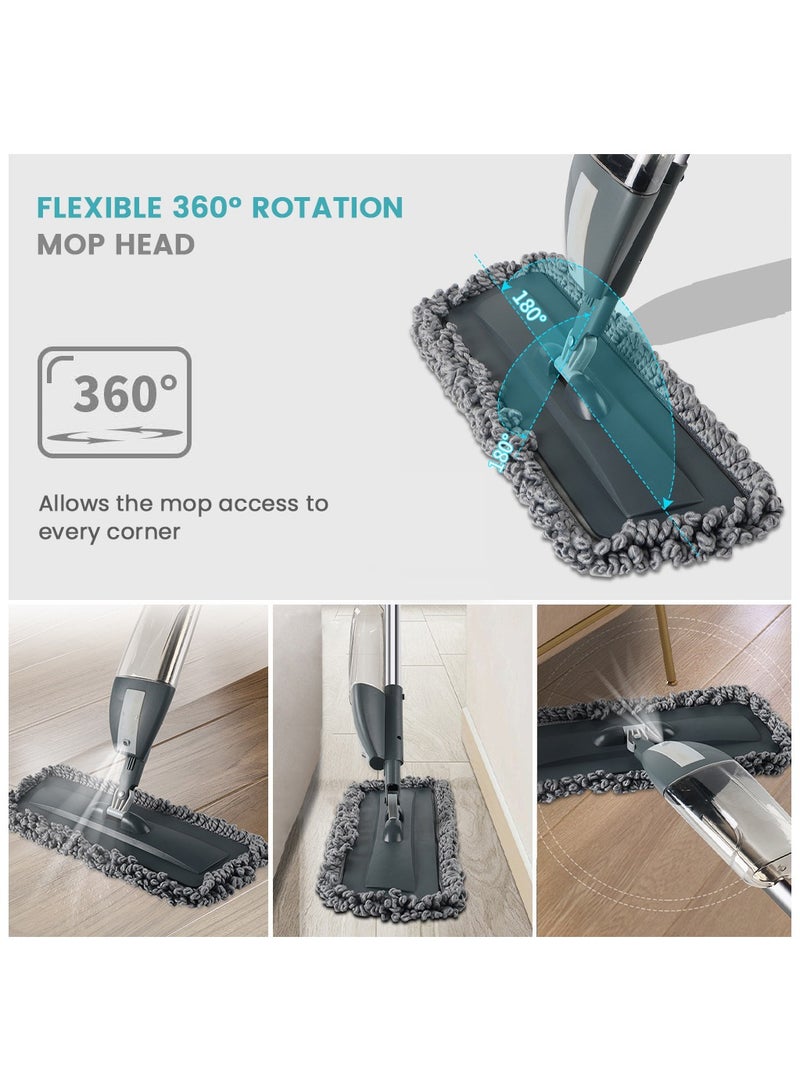 Eesyy Spray Mop for Floor Cleaning, 675ml Refillable Bottle, Includes 4 Washable Microfiber Pads (1 Roll + 3 Flat), Suitable for Wet and Dry Cleaning on Hardwood, Tile, Laminate, and Ceramic Floors  - Image 2