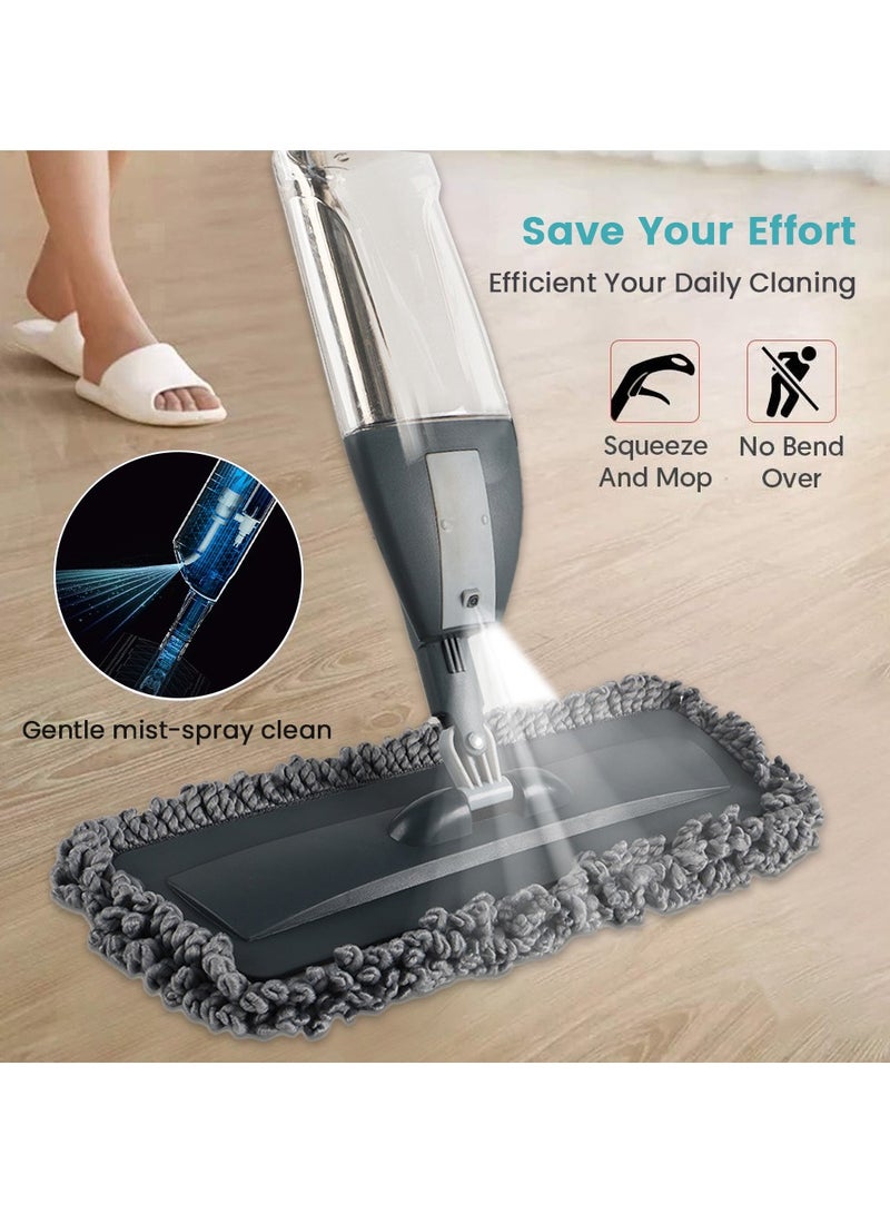 Eesyy Spray Mop for Floor Cleaning, 675ml Refillable Bottle, Includes 4 Washable Microfiber Pads (1 Roll + 3 Flat), Suitable for Wet and Dry Cleaning on Hardwood, Tile, Laminate, and Ceramic Floors  - Image 4