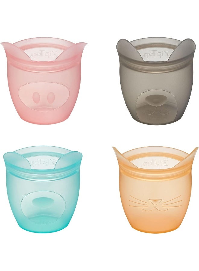 Zip Top Reusable 100% Silicone Baby + Kid Snack Containers - Full Set of 4 - Image 1