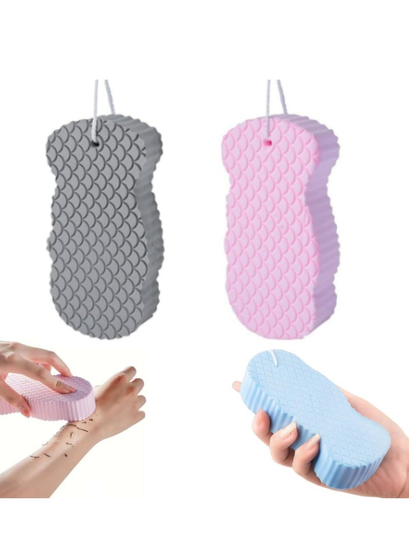 Loquat 2/4-Pack Magic Exfoliating Bath Sponges –Magic Sponge for Skin, Skin Exfoliator for Body Dead Skin(Gray+Pink). - Image 1