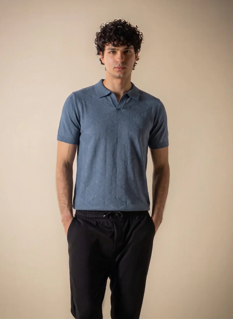 SHAPES TEXTURED KNIT SLIM POLO SHIRT
