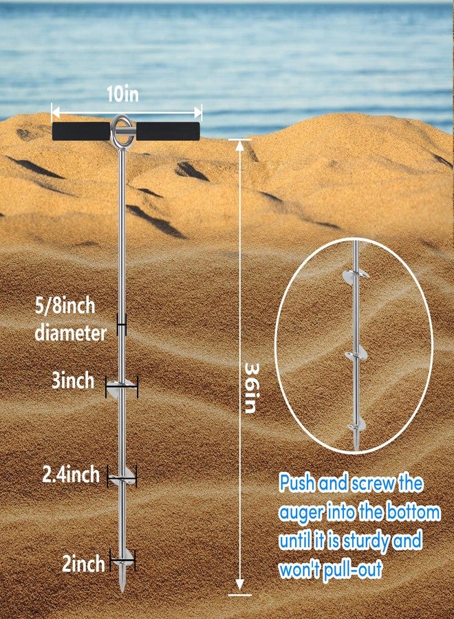 BALAVA 36" Sand Anchor,316 Stainless Steel Shallow Water Sand Anchor with Ground Anchor Screw Auger,Boat Sand Anchor with Removable Handle,for Boats, Jet Skis, PWCs, Pontoon,Include Bungee Line - Image 2