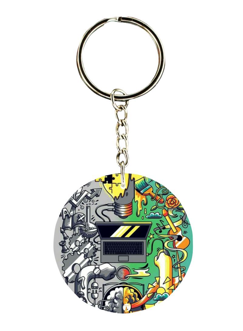 RKN Right And Left Brain Printed Keychain