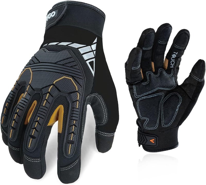 Vgo High Dexterity Heavy Duty Mechanic Gloves - Anti-vibration, Anti-abrasion, Touchscreen (1 Pair, Size XXL, Black, SL8849) - Image 1