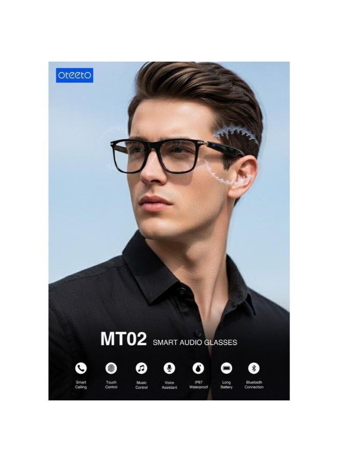 Oteeto Oteeto MT02 Smart Audio Glasses With Bluetooth Calling, Music and Multi Functional Touch Control Black - Image 1