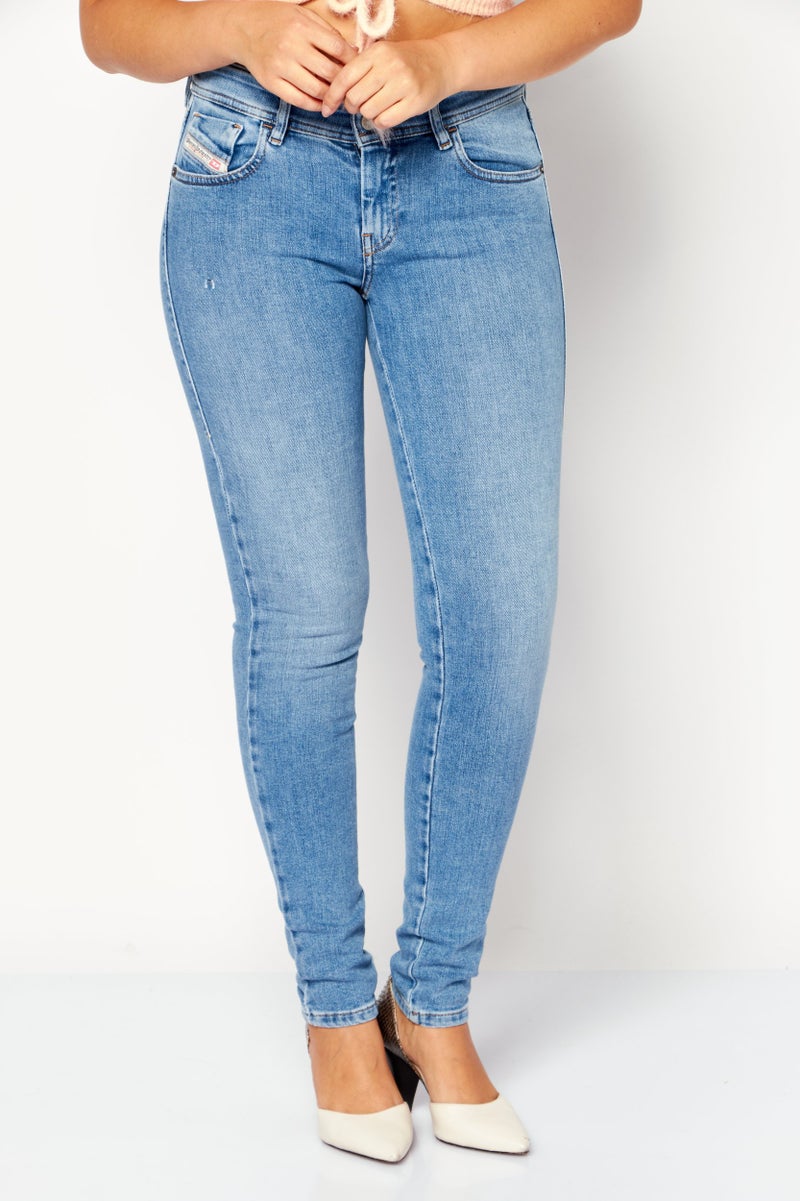 DIESEL Women Skinny Fit 2018 Slandy-Low Stretchable Denim Jeans, Blue - Image 1