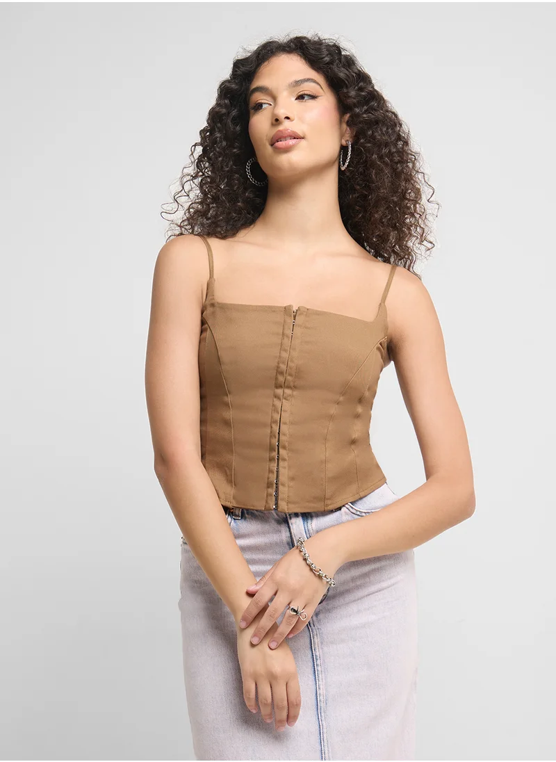 جينجر Strappy Button Up Corset