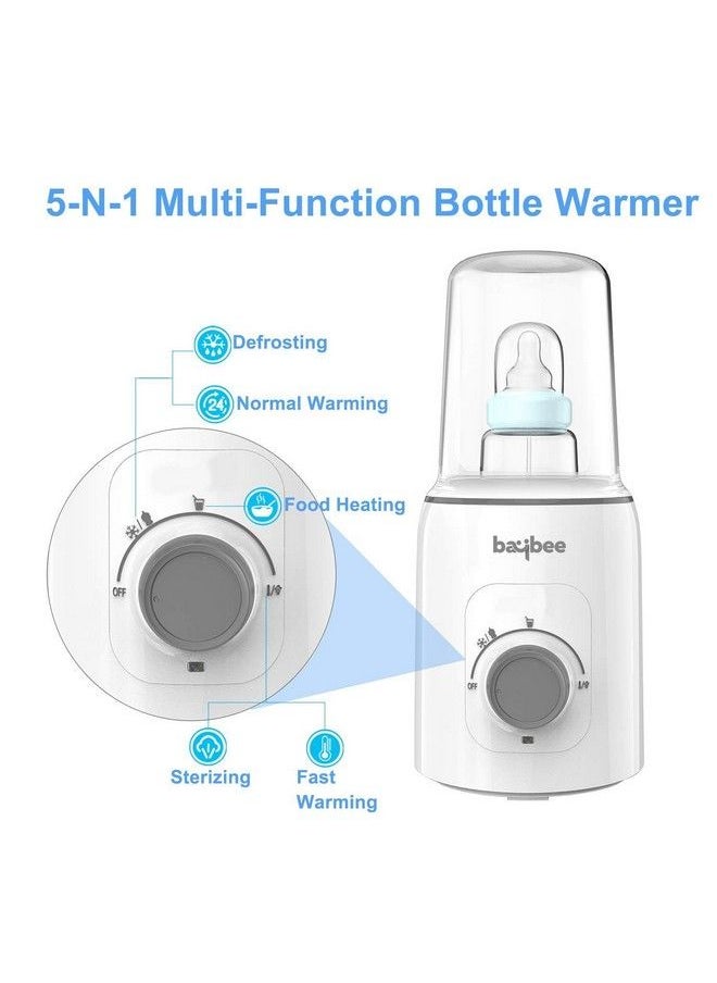 BAYBEE - 5 In 1 Baby Bottle Warmer & Sterilizer ; Electric Baby Foodwater & Milk Heater & Defrost With Manual Temperature Adjustment & Single Bottle ; Baby Feeding Bottle Sterilizer (Light Grey) - Image 1