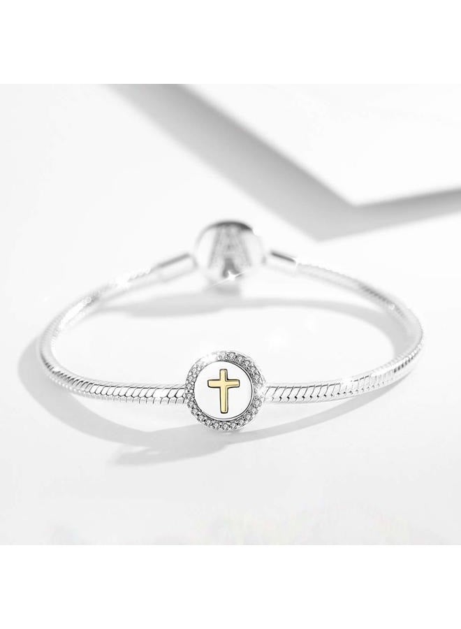 VITO Sterling Silver Gold Cross Charms for Pandora Bracelets Necklace, Cubic Zirconia Charm for Jewelry Making Gift for Women - Image 2
