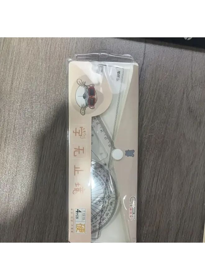 Light Yellow Ruler Set with Protractor Triangle Wave Edge for Drawing Lines and Angles - Image 4