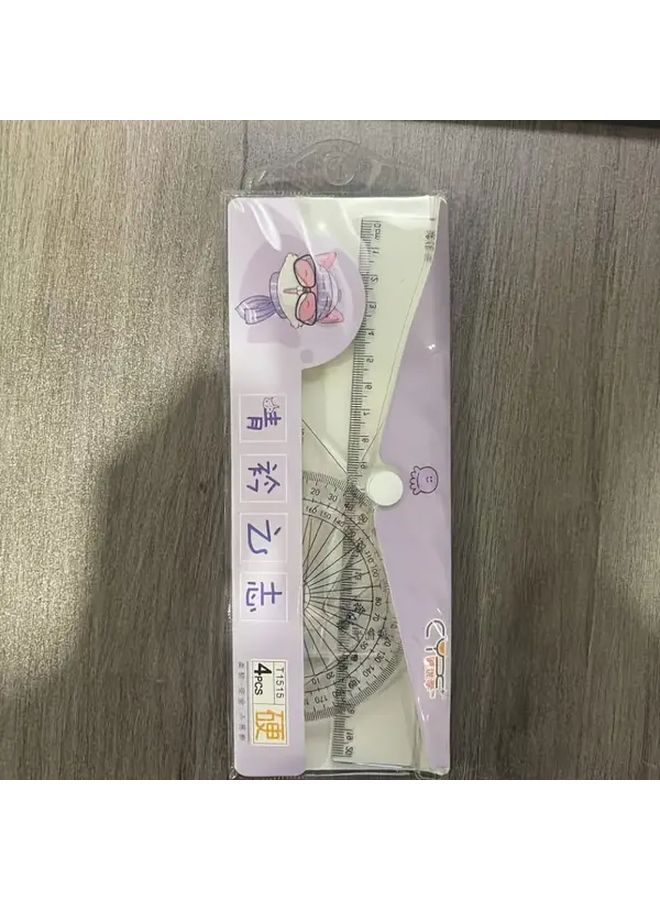 Light Yellow Ruler Set with Protractor Triangle Wave Edge for Drawing Lines and Angles - Image 5