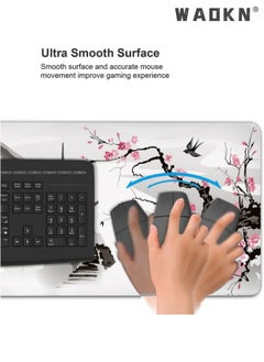 WAOKN Chinese Style Landscape oil Painting Mouse Pad, Extended Large Mouse Mat Desk Pad, Stitched Edges Mousepad, Long Non-Slip Rubber Base Mice Pad  - Image 3