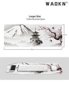 WAOKN Chinese Style Landscape oil Painting Mouse Pad, Extended Large Mouse Mat Desk Pad, Stitched Edges Mousepad, Long Non-Slip Rubber Base Mice Pad  - Image 2