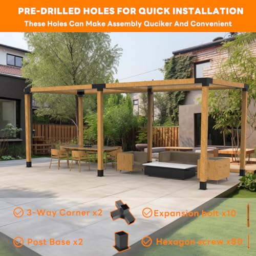 YEOOE 2 Pack Pergola Brackets - Powder Coated 4-Way Right Angle Corner Brackets for Woodworks Gazebo Sunroom Carport - Image 4