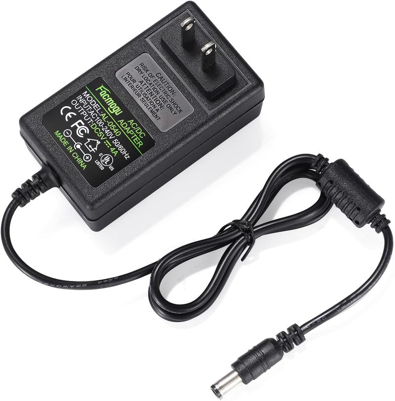 فاكموغو محول DC 5V 4A من التيار المتردد إلى التيار المستمر، تيار متردد 100-240 فولت إلى تيار مستمر 5 فولت 4 أمبير 20 واط، محول طاقة تحويل 5 فولت، محول مثبت على الحائط مع موصل أسطواني 5.5x2.5 مم و5.5x2.1 مم - Image 1