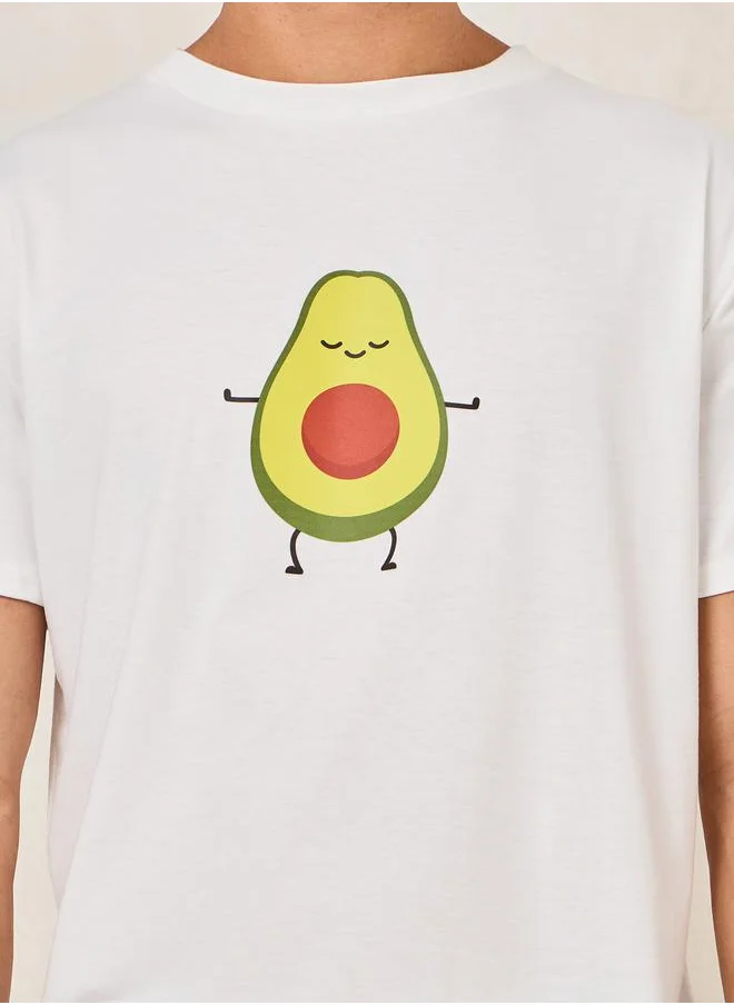 ستايلي Crew Neck Avocado Print T-Shirt & Shorts Set
