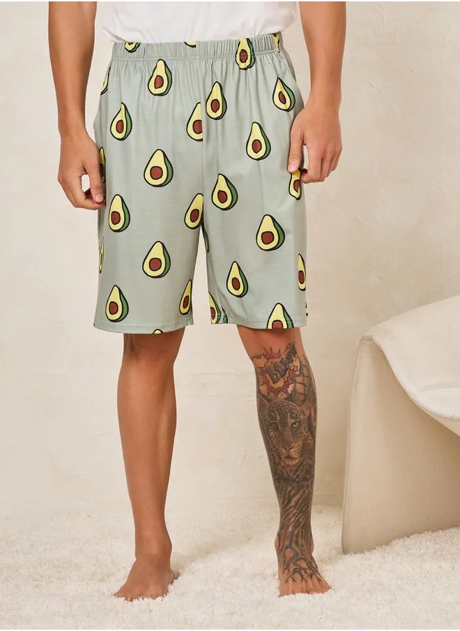 ستايلي Crew Neck Avocado Print T-Shirt & Shorts Set