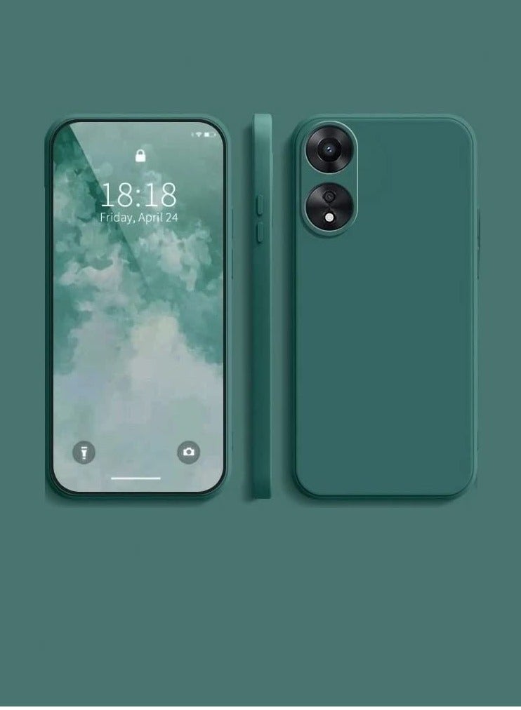 حافظة مطاطية سائلة مع بطانة ميكروفايبر ناعمة غلاف صلب رفيع مضاد للصدمات لحماية Oppo Reno 8T 5G باللون الأخضر - Image 1