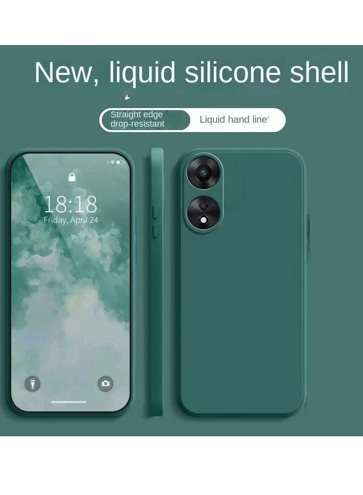 حافظة مطاطية سائلة مع بطانة ميكروفايبر ناعمة غلاف صلب رفيع مضاد للصدمات لحماية Oppo Reno 8T 5G باللون الأخضر - Image 2
