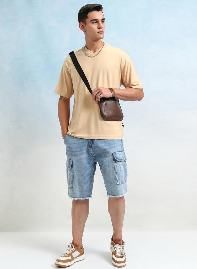 HIGHLANDER Solid Regular Fit V-Neck T-Shirt - Image 2