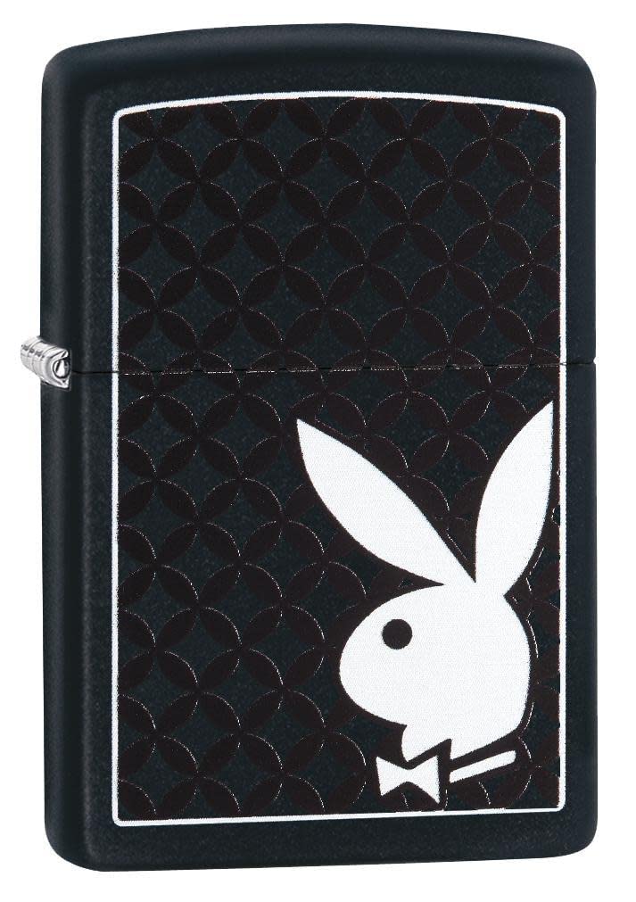 Zippo Royal Black with White Playboy Design Pocket Lighter Stylish Look Premium Metal Body Eco Environment-Friendly Unique Stylish Design Travel Friendly - Image 1