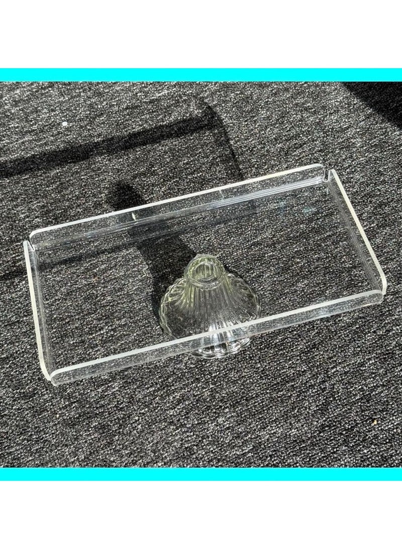 صحن تقديم زجاج بقاعدة للحلويات و الفواكه و متعدد الاستخدام