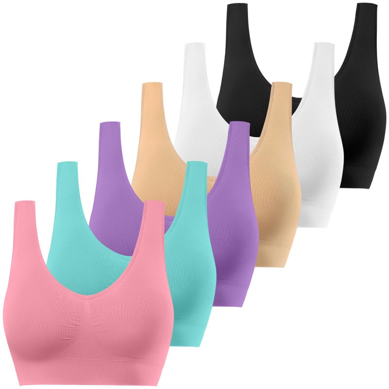 SIMIYA Womens Sports Bras, Yoga Comfort Seamless Stretchy Sports Bra for Women 6 Pack - Image 1