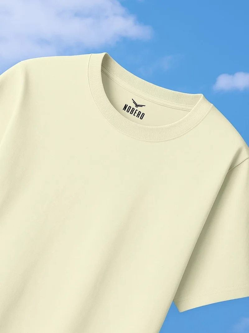 نوبيرو Men's Oversized Graphic Print T-Shirt in Light Green