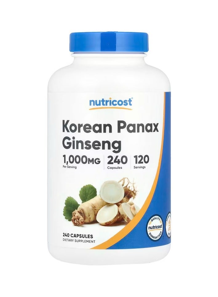 Nutricost Korean Panax Ginseng, 1,000 mg, 240 Capsules (500 mg Per Capsule)  - Image 1