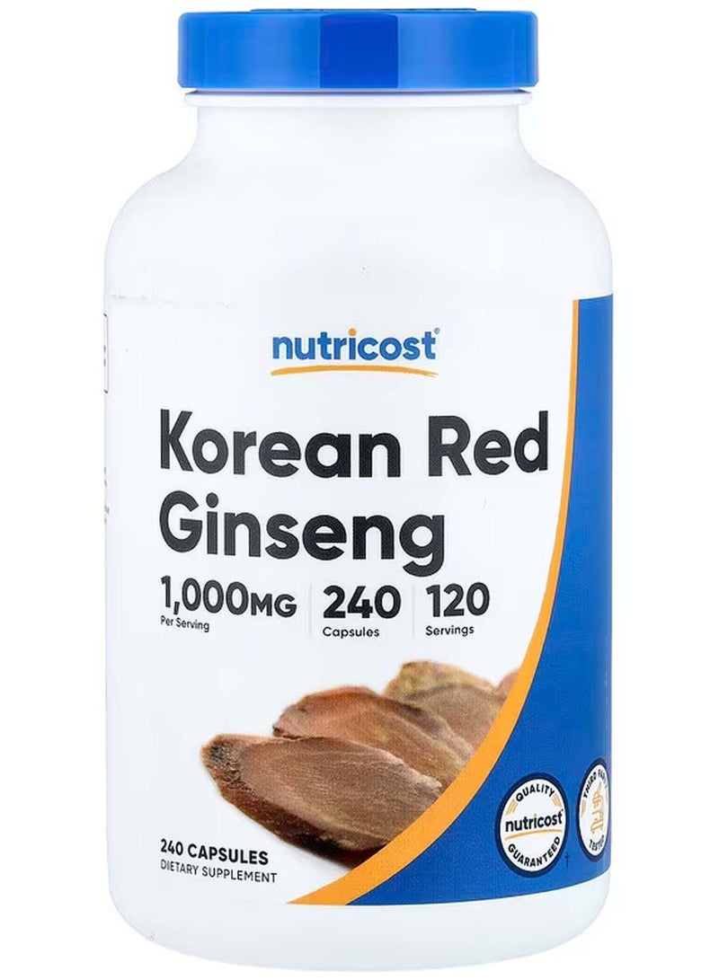 الجينسينغ الأحمر الكوري، 1000 ملغ، 240 كبسولة (500 ملغ لكل كبسولة) - Image 1