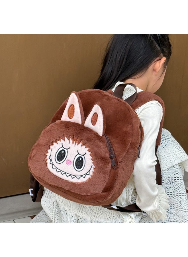 Japanese Cartoon Bubble Mart Labubu Children's Schoolbag Plush Toy Backpack Cute Cartoon Backpack Wholesale-Color:Rose Red-Height:26*23*9  0.15kg  - Image 3