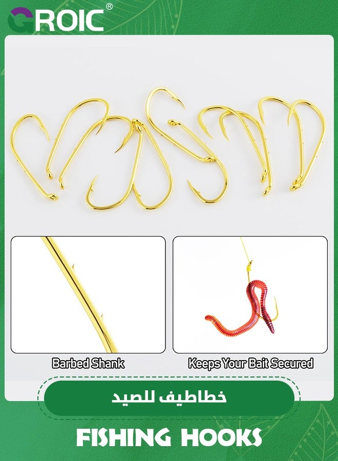 GROIC 500 Pcs Carbon Steel Fishing Hooks, Circle Hooks Assortment for Saltwater Freshwater Fishing, Salt Water Fish Hooks for Catfish Trout Bass Octopus Multi Size - Image 5