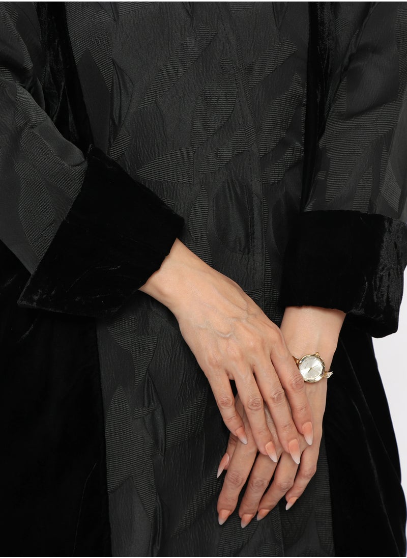 MyesuQ - Stylish Abaya Decorated with  Black Fabric in The Sleeves - Image 1