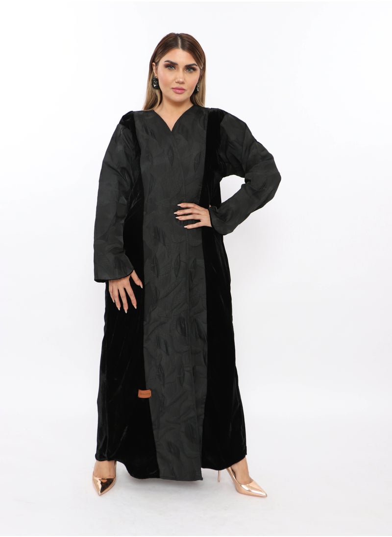 MyesuQ - Stylish Abaya Decorated with  Black Fabric in The Sleeves - Image 1