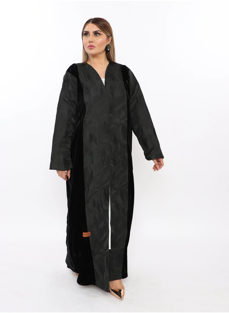 MyesuQ - Stylish Abaya Decorated with  Black Fabric in The Sleeves - Image 1