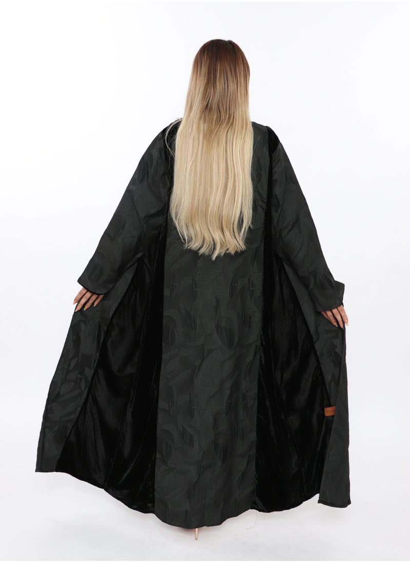 MyesuQ - Stylish Abaya Decorated with  Black Fabric in The Sleeves - Image 1
