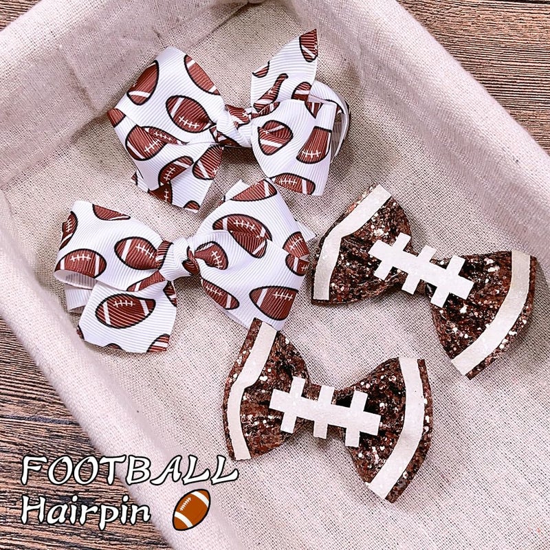 BBTDIN Football Hair Bow Clip Baby Girls Football Hair Barrettes Pin Football Bowknot Hairpin BBG63 (B3) - Image 3