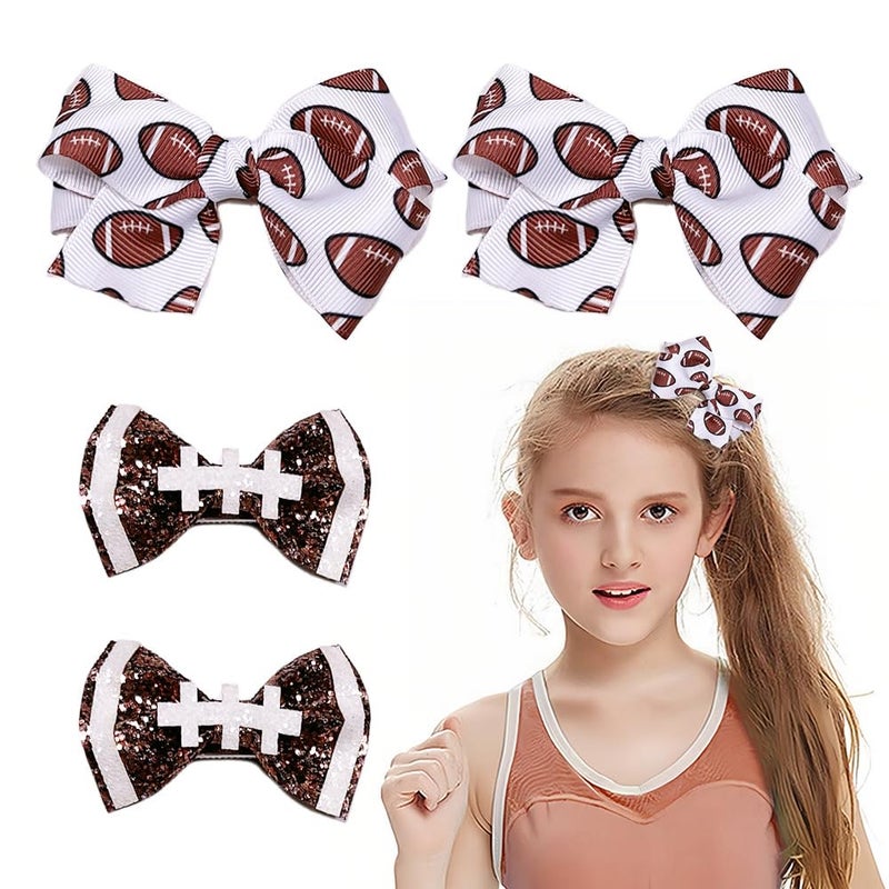 BBTDIN Football Hair Bow Clip Baby Girls Football Hair Barrettes Pin Football Bowknot Hairpin BBG63 (B3) - Image 5