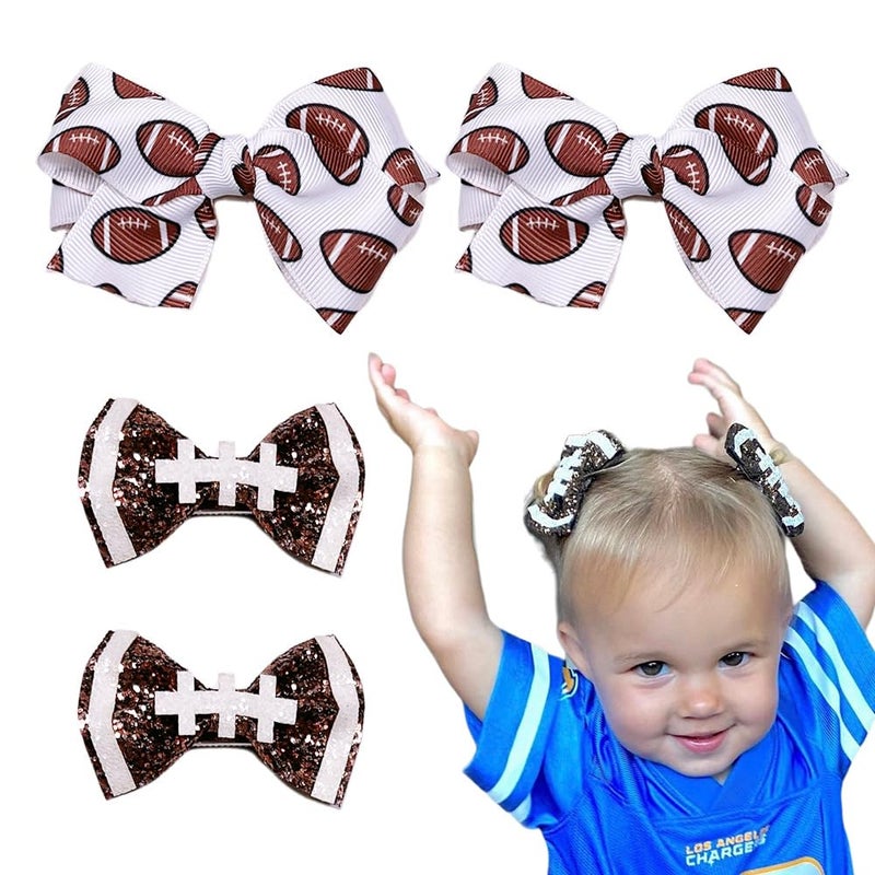 BBTDIN Football Hair Bow Clip Baby Girls Football Hair Barrettes Pin Football Bowknot Hairpin BBG63 (B3) - Image 2