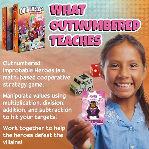 Genius Games Outnumbered: Improbable Heroes Board Game - A Mensa Award Winning Superhero Math Game | Fun & Educational Game for Kids, Adults, and Families | STEM Toy to Learn Multiplication & Division - Image 5