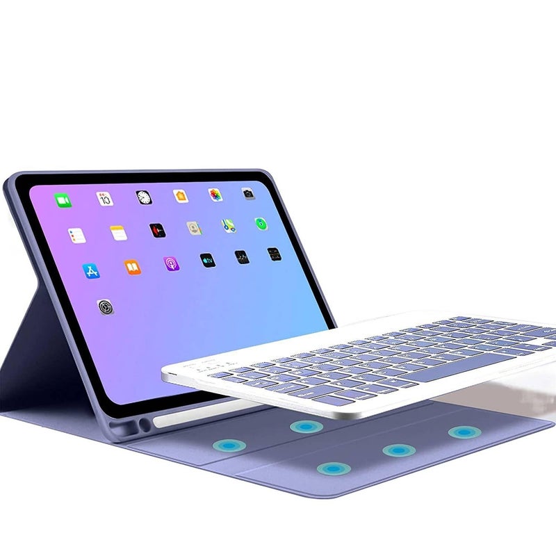 DGG حافظة آيباد بلوحة مفاتيح متوافقة مع iPad Pro 12.9 باللون أزرق باللون الأزرق - Image 5