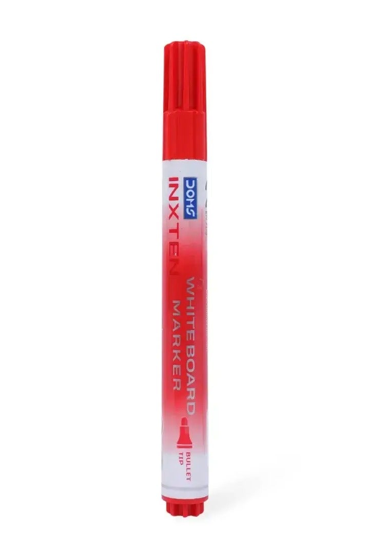 DOMS INXTEN Whiteboard Marker – Red Ink, Chisel Tip, 12 Pieces | Low Odor, Xylene-Free - Image 3