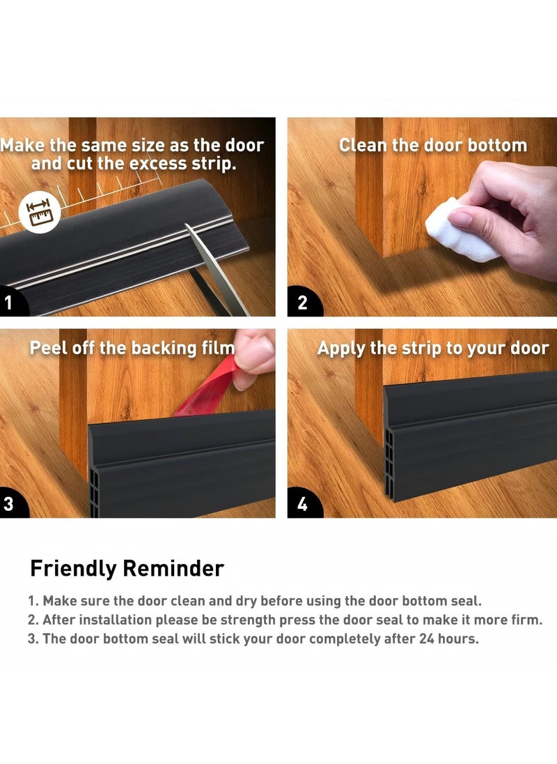 100cm Length Door Draft Stopper, Under Door Draft Blocker, Noise Stopper, Dust and Noise Insulation Weather Stripping Draft Guard Insulator, Black