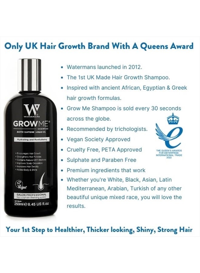 Watermans Grow Me® Hair Growth Shampoo, UK Made, Sulfate Free, Vegan, Caffeine, Biotin, Argan Oil, Allantoin, Rosemary. Hair regrowth shampoo for hair loss problems, slow growing hair. Unisex - Image 3