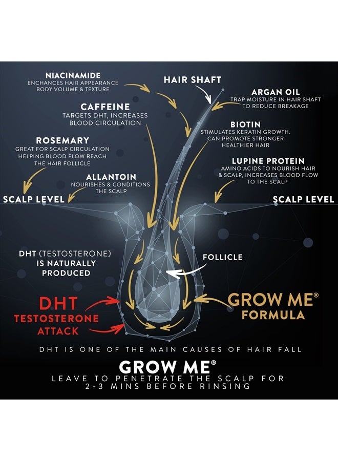 Watermans Grow Me® Hair Growth Shampoo, UK Made, Sulfate Free, Vegan, Caffeine, Biotin, Argan Oil, Allantoin, Rosemary. Hair regrowth shampoo for hair loss problems, slow growing hair. Unisex - Image 4