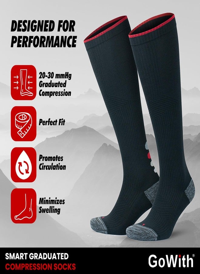 GoWith 2 Pair Unisex Graduated Compression Socks, 20-30 mmHg Sport Cushioned Circulation Support Knee High Socks for Men & Women, Fuchsia, Small, Model: 3595 - Image 4