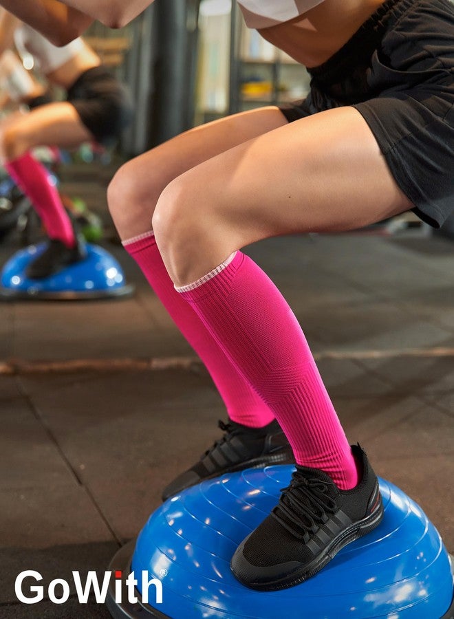 GoWith 2 Pair Unisex Graduated Compression Socks, 20-30 mmHg Sport Cushioned Circulation Support Knee High Socks for Men & Women, Fuchsia, Small, Model: 3595 - Image 5